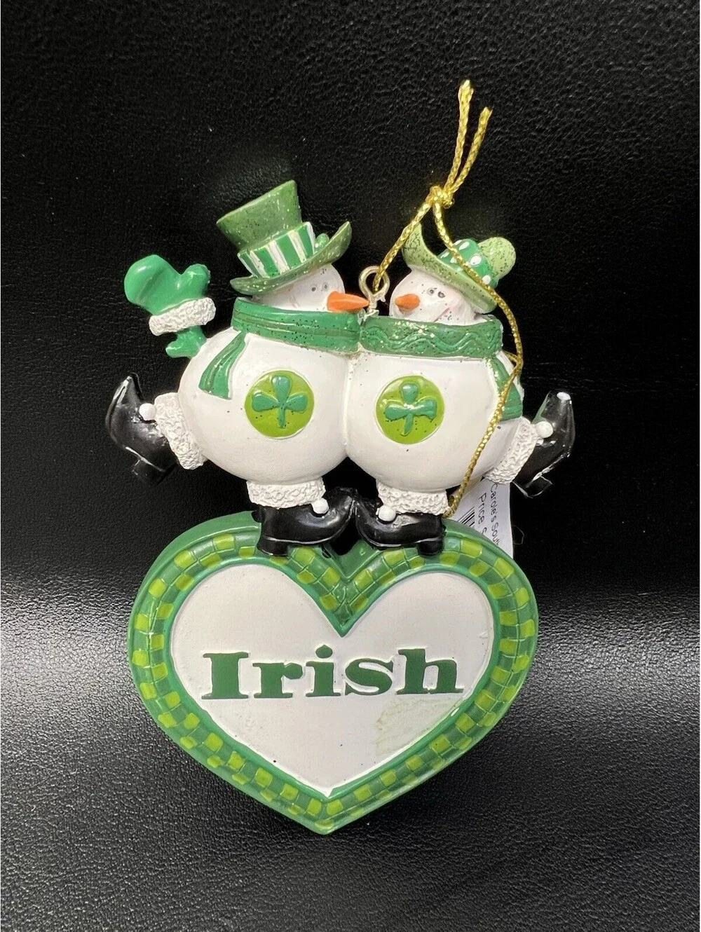 Irish Heart Snowman Christmas Ornament Carole’s Southern Charm W30094 NWT 2000’s
